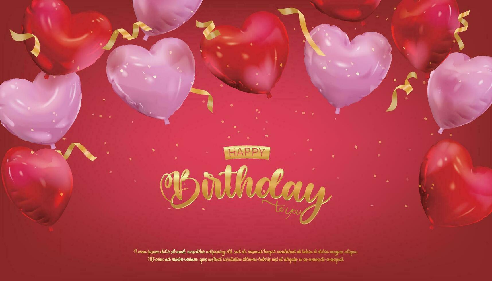 Heart balloon vector birthday card