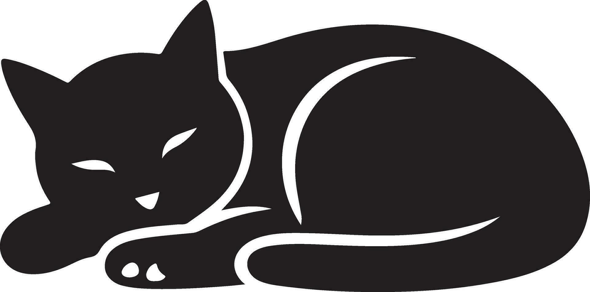 a minimal a cat sleep and watching dream vector art illustration silhouette 13