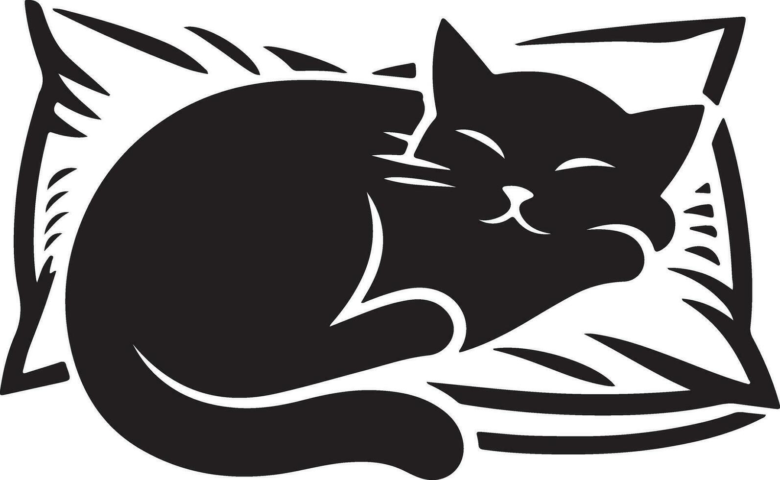 cat sleep on pillow vector art illustration silhouette 9