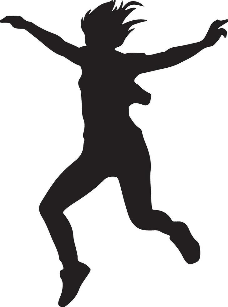 Woman Jumping on the sky vector silhouette