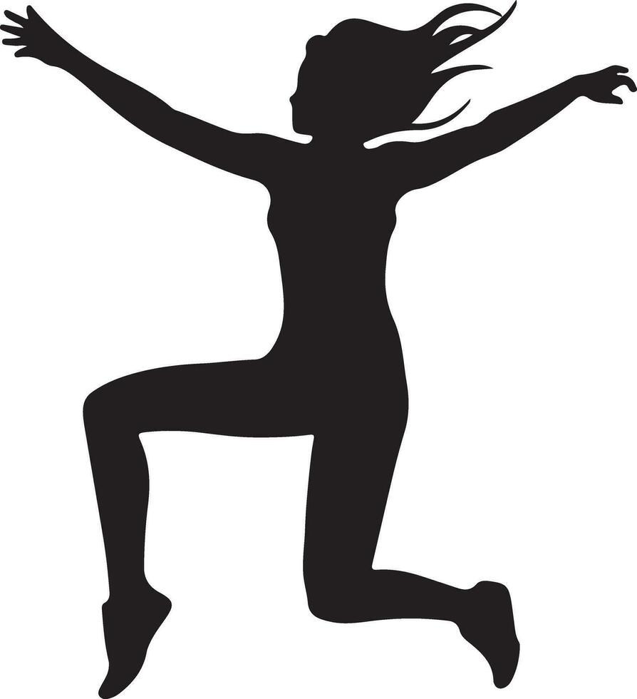 Woman Jumping on the sky vector silhouette