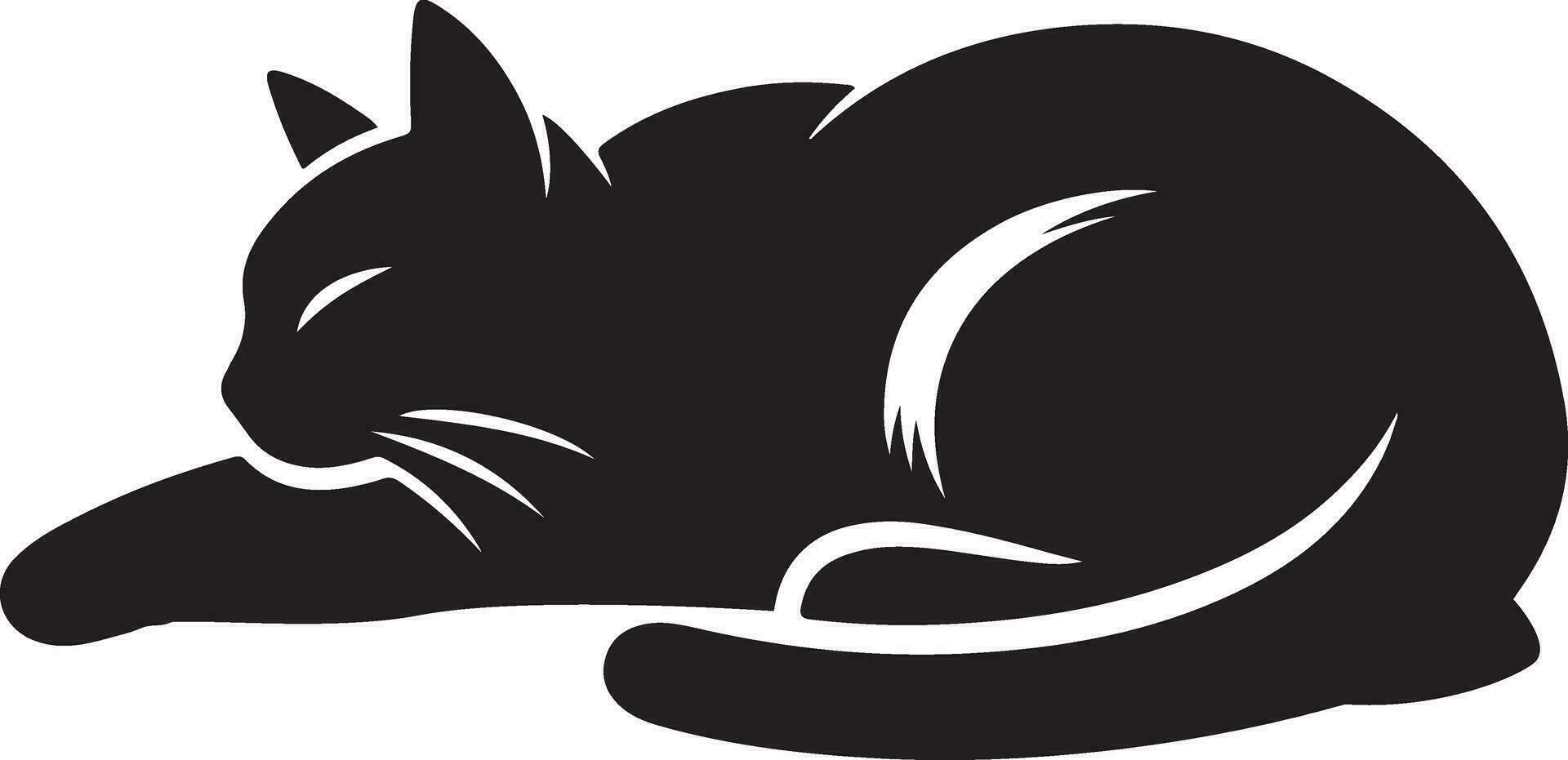 a minimal a cat sleep and watching dream vector art illustration silhouette 21