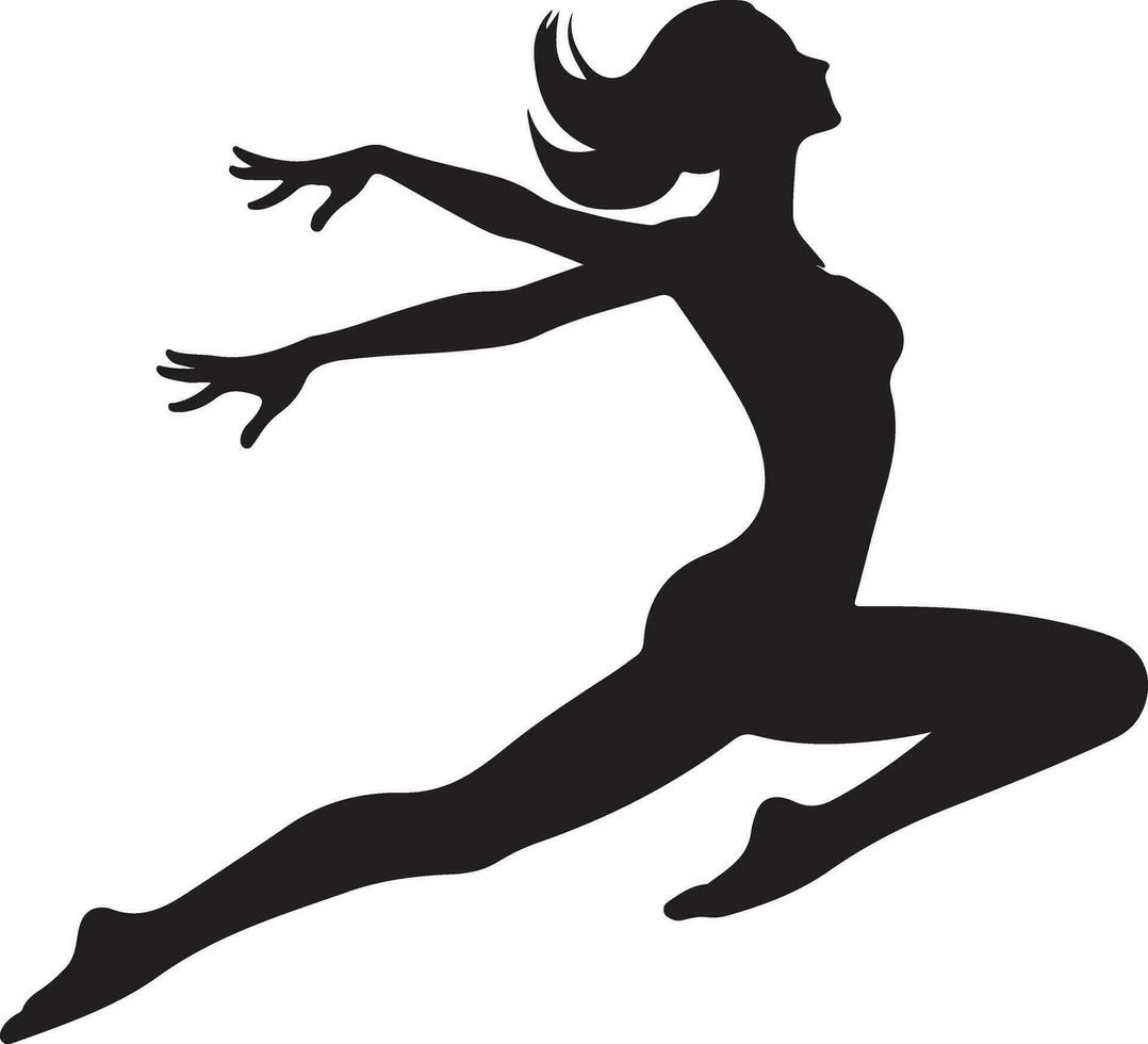Woman Jumping on the sky vector silhouette