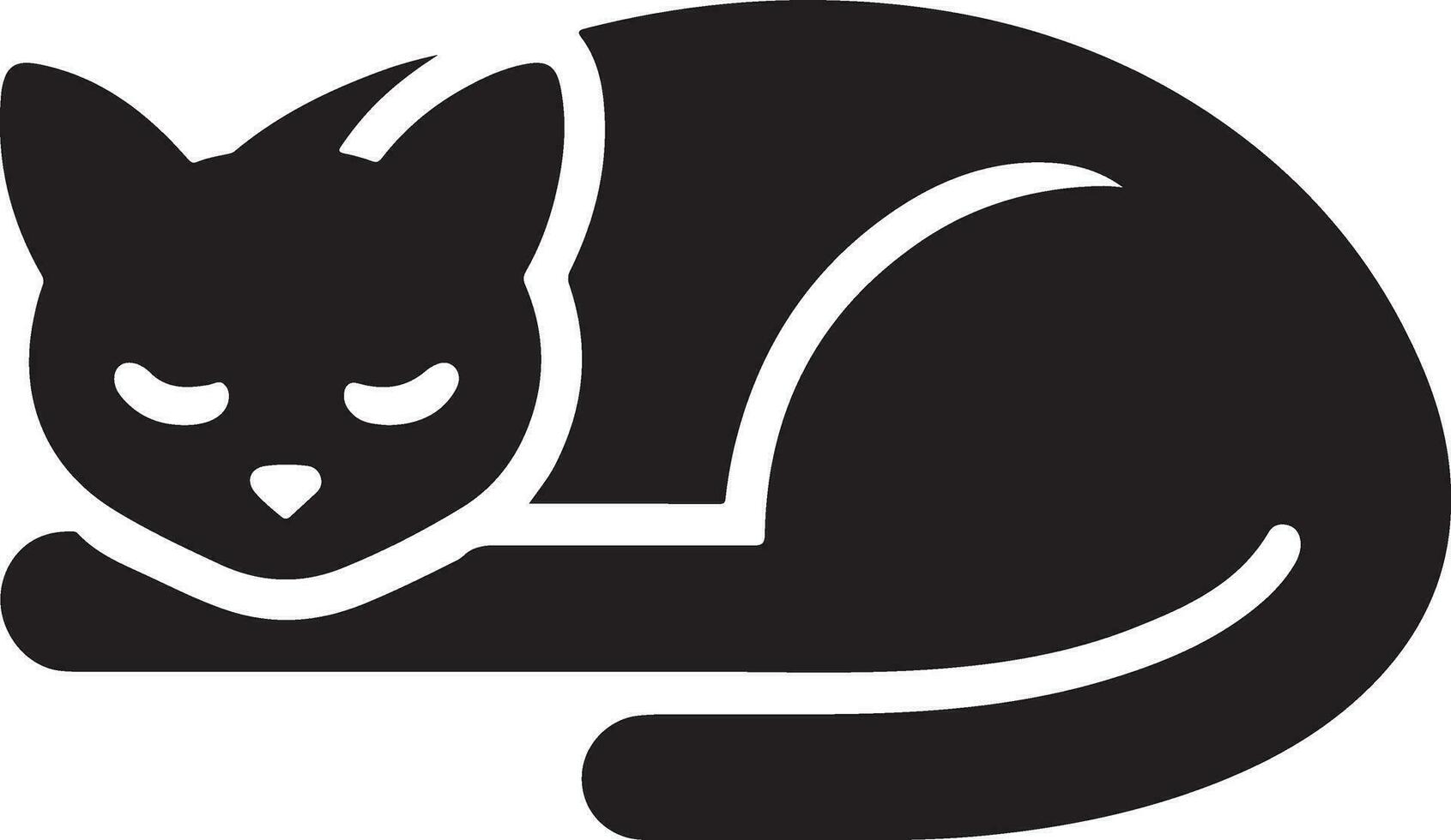 a minimal a cat sleep and watching dream vector art illustration silhouette 4