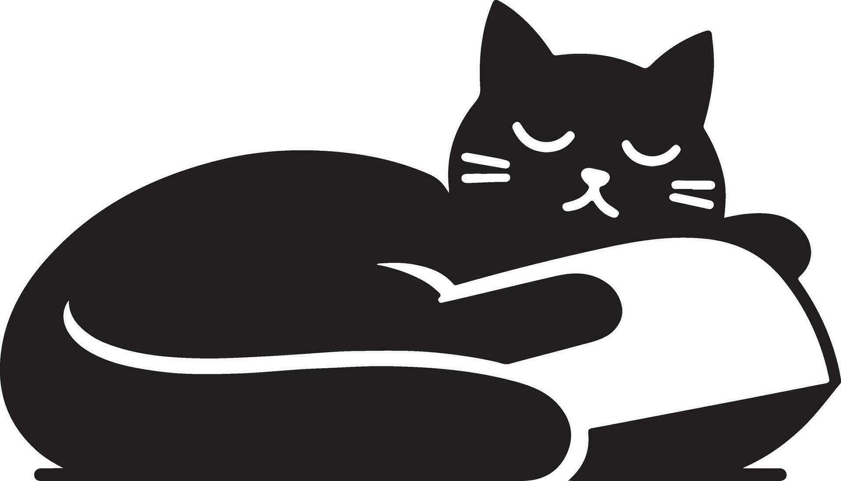 cat sleep on pillow vector art illustration silhouette 4