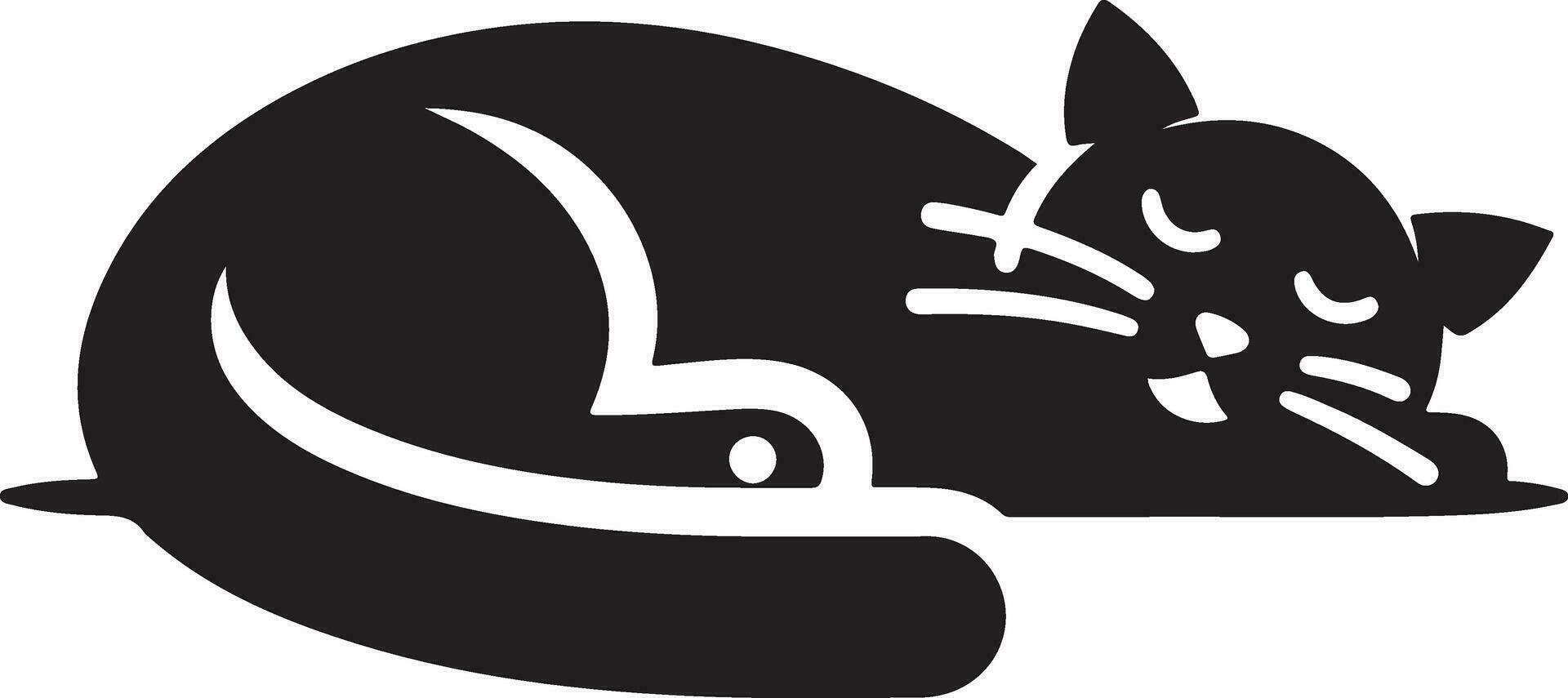 a minimal a cat sleep and watching dream vector art illustration silhouette 22