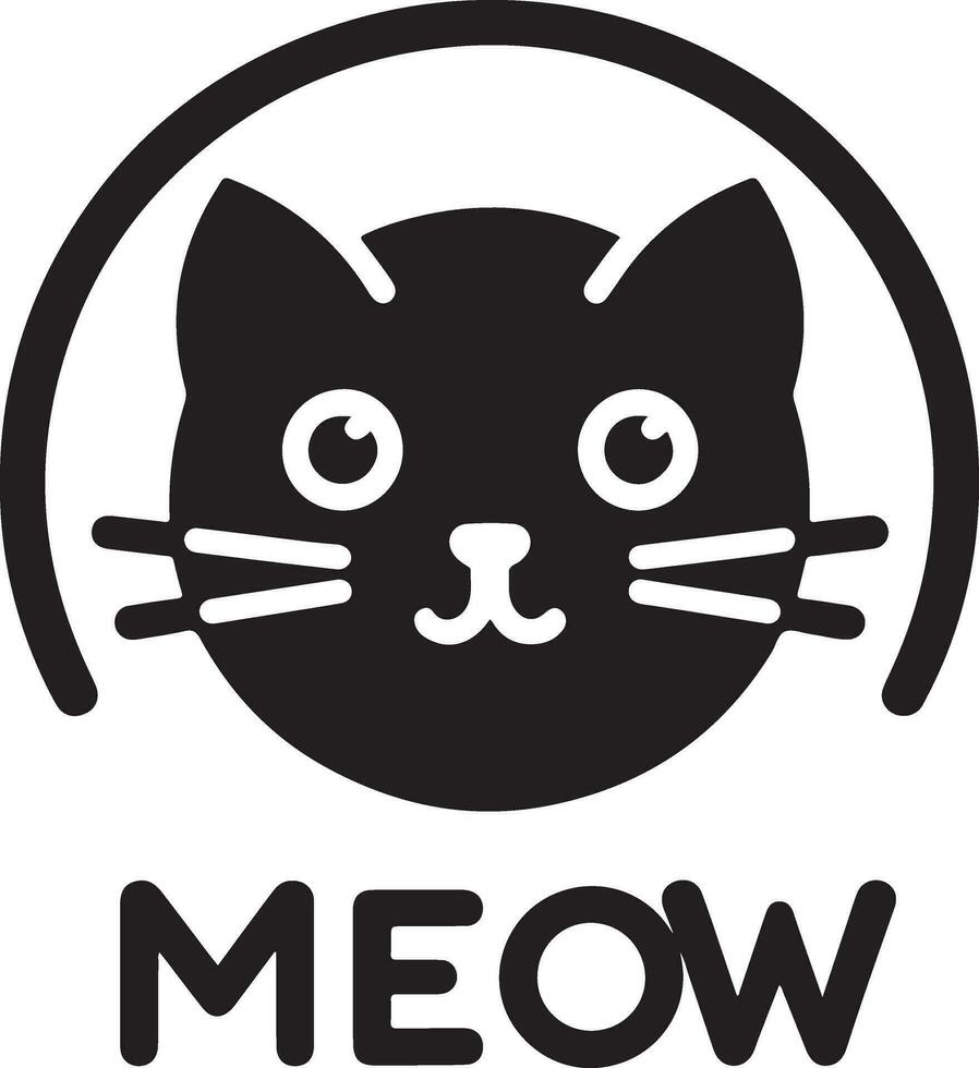 Cat head logo vector art illustration, black color cat head logo
