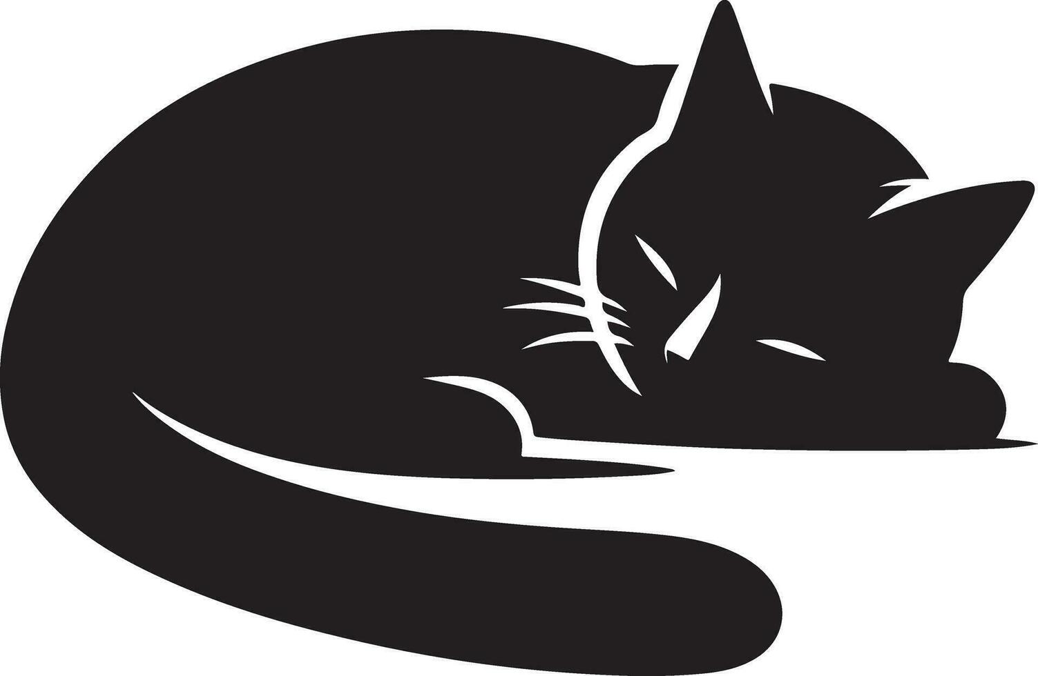 a minimal a cat sleep and watching dream vector art illustration silhouette 15