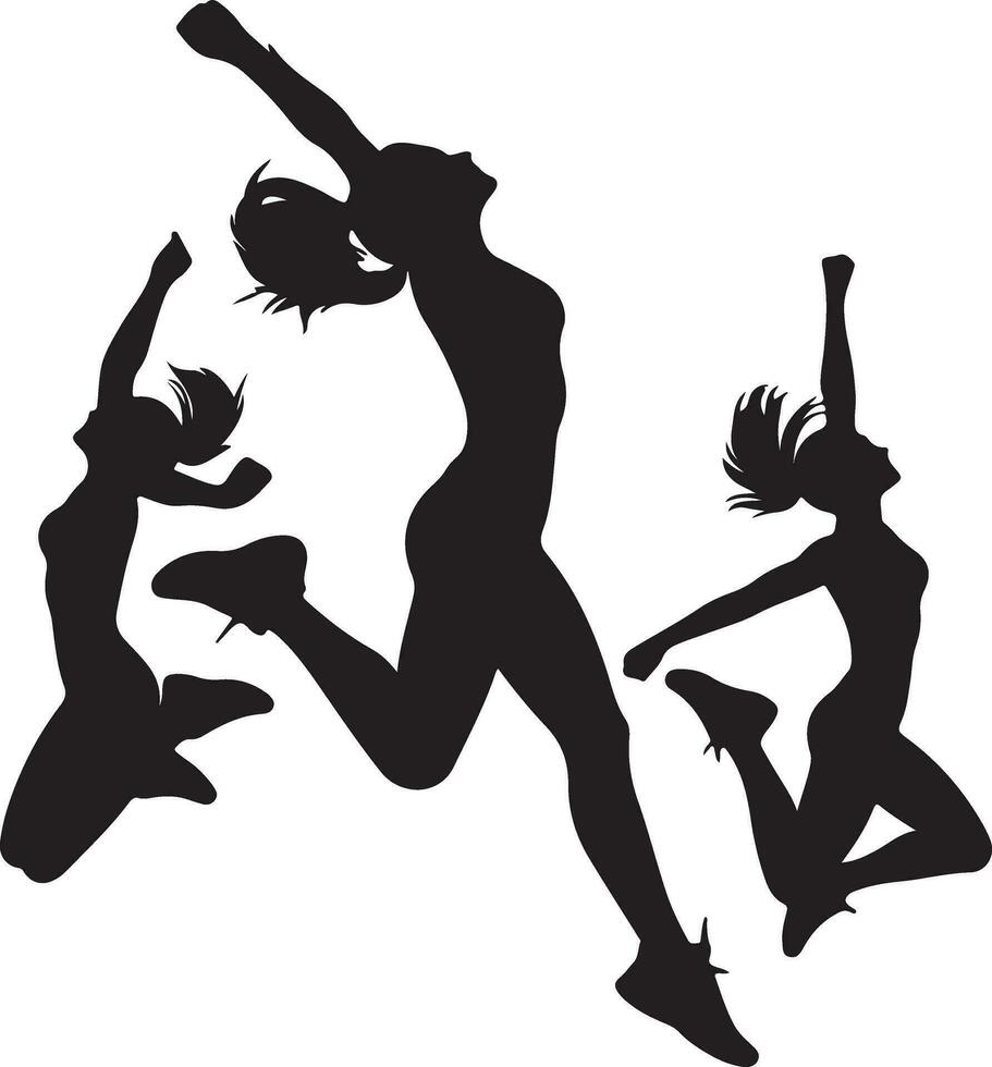 Woman Jumping on the sky vector silhouette