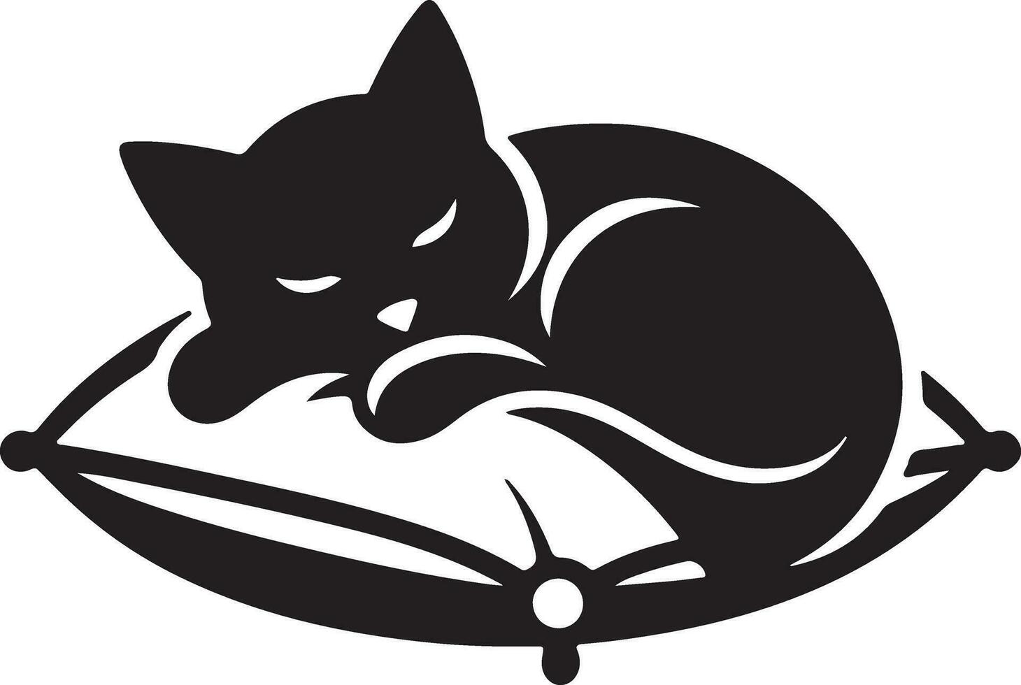 cat sleep on pillow vector art illustration silhouette 11