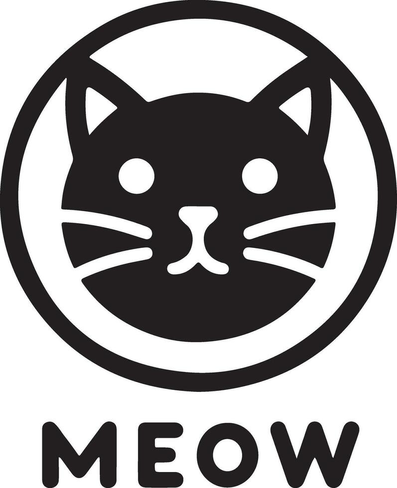 Cat head logo vector art illustration, black color cat head logo