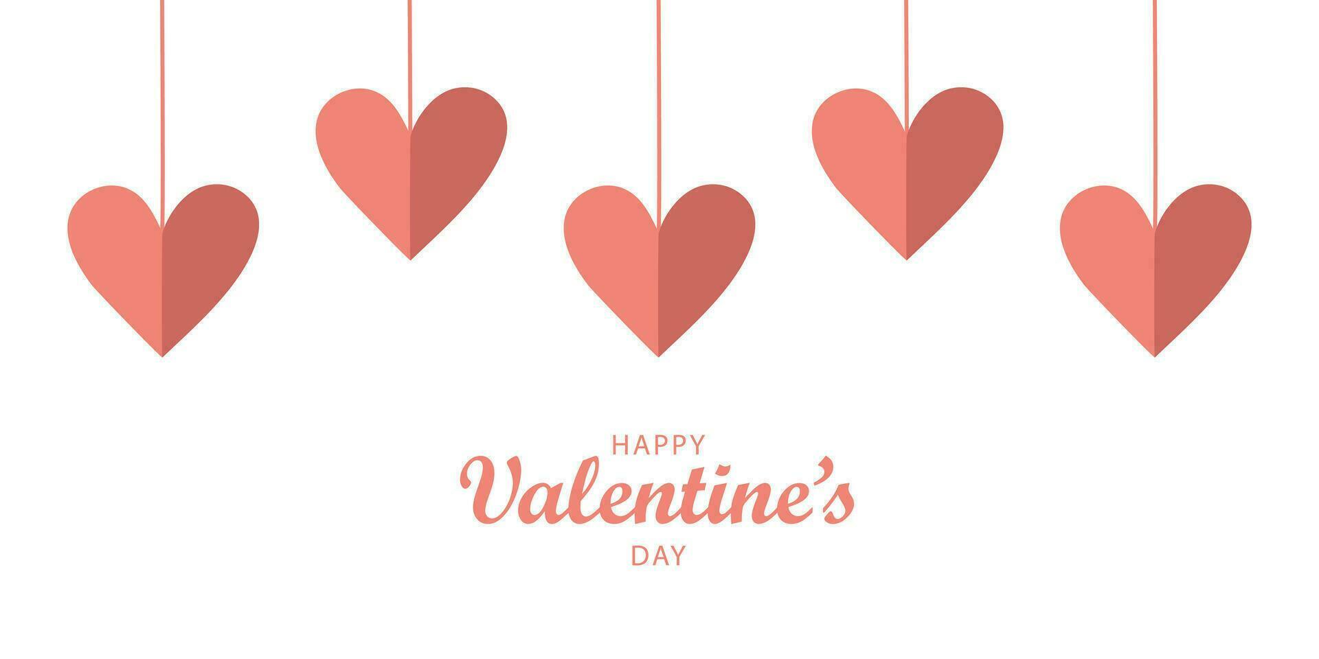 Happy Valentine's Day web banner on a white background with a pink garland of hearts, with a place for your text. vector