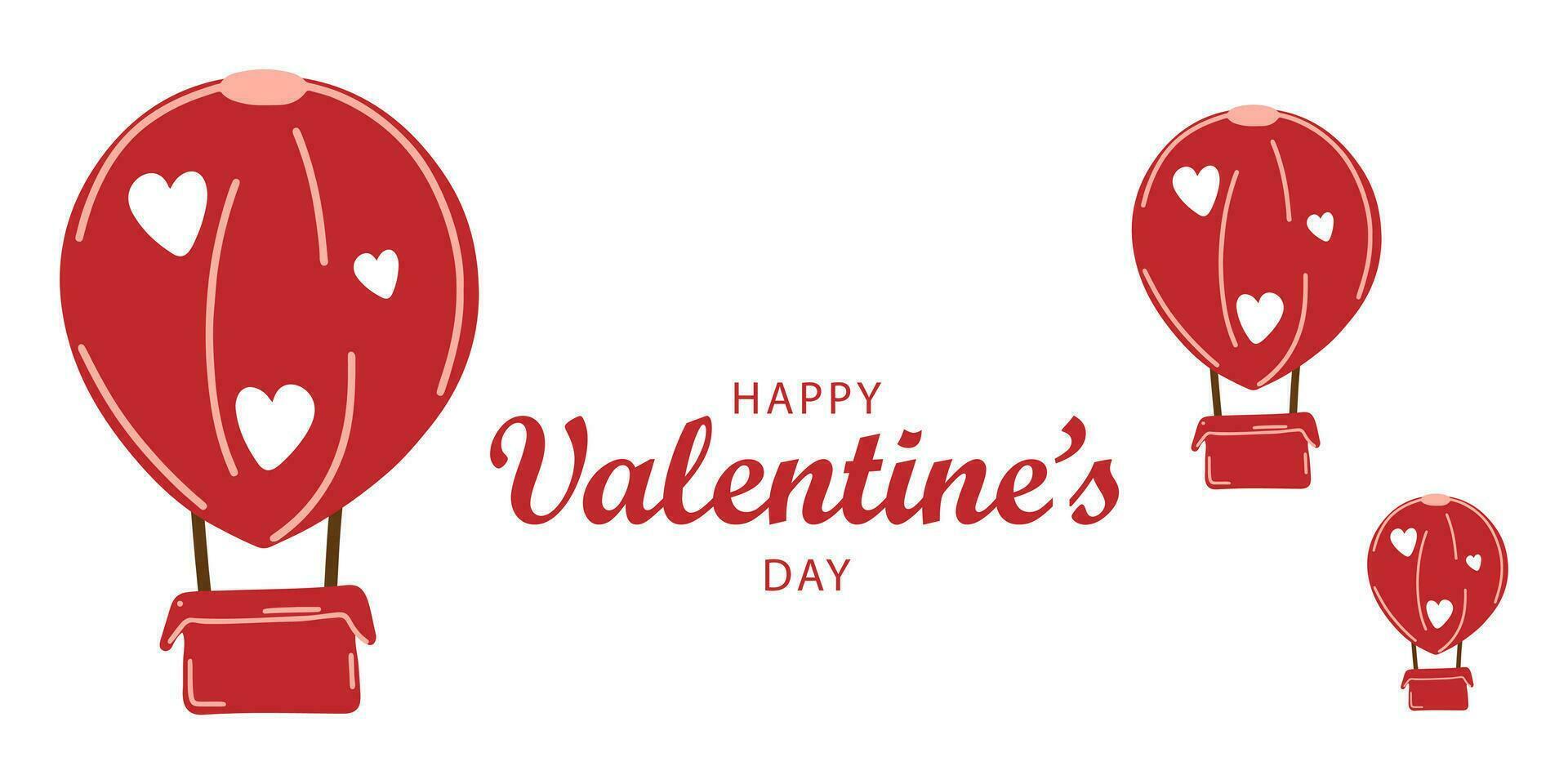 Happy Valentine's Day web banner on a white background with red balloons in the air with a place for your text. vector