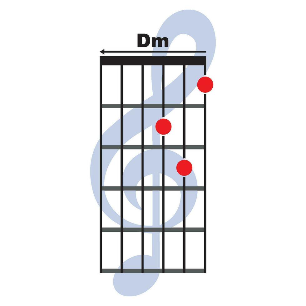 Dm guitar chord icon vector