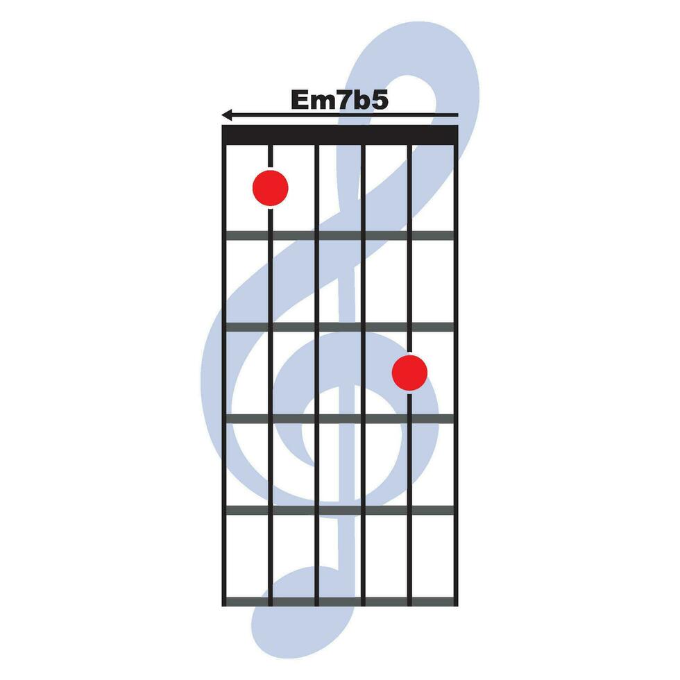 Em7b5  guitar chord icon vector