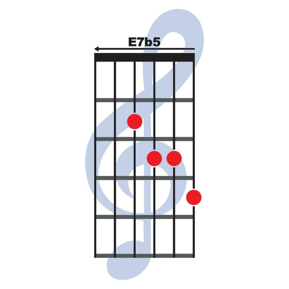 E7b5 guitar chord icon vector