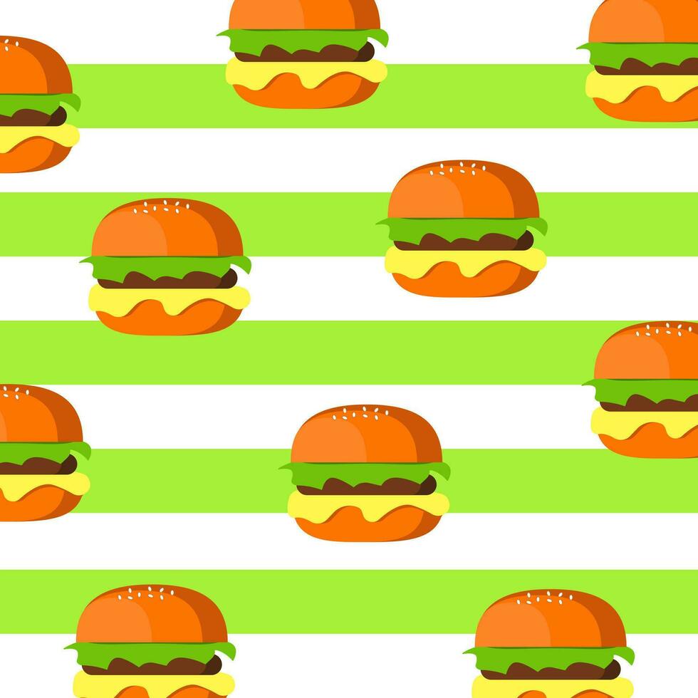 Burgers pattern on stripes background vector