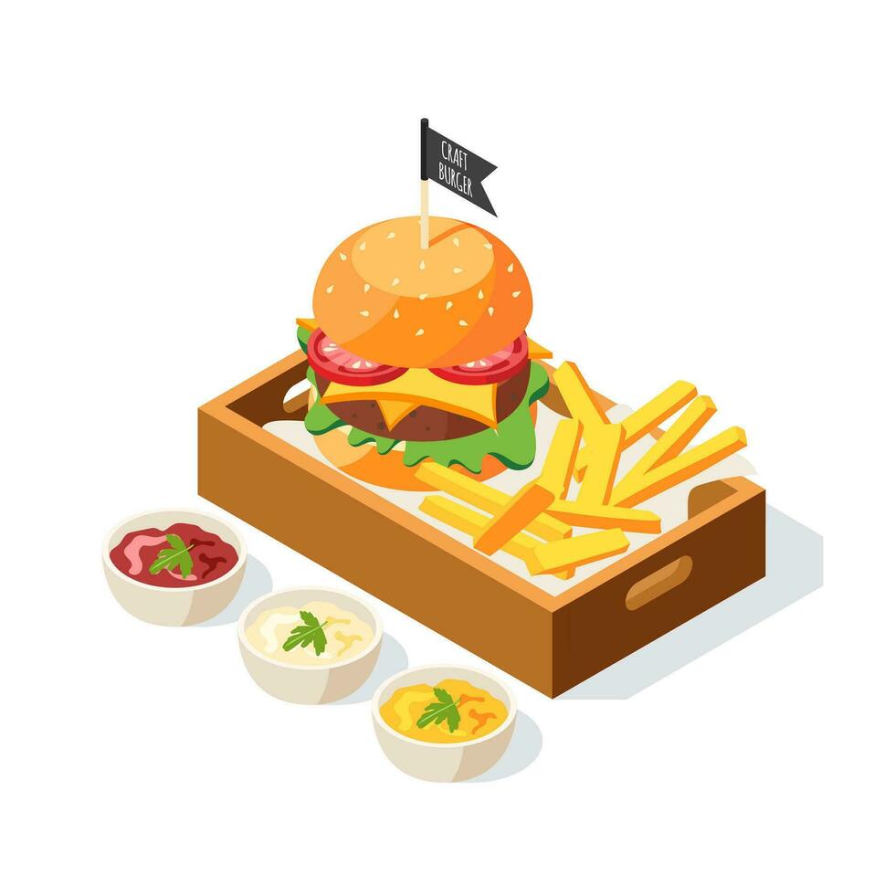 Fast food combo in box vector