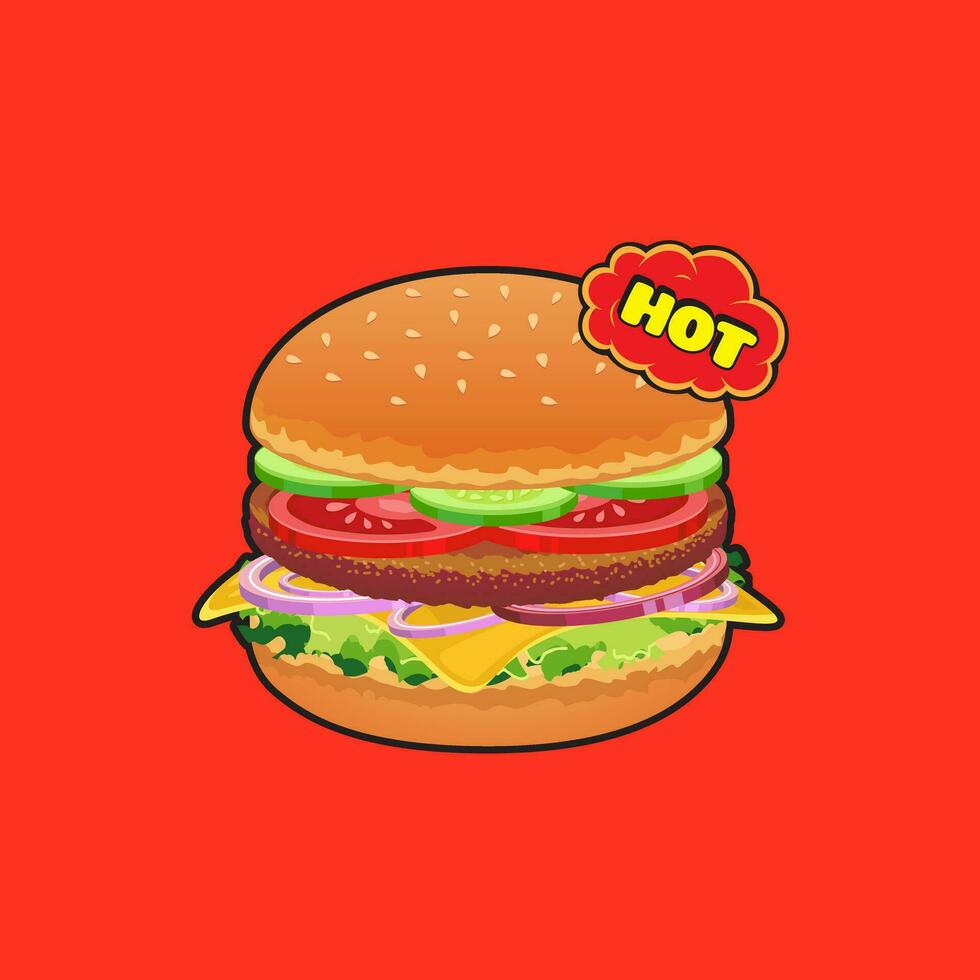 caliente hamburguesa vector