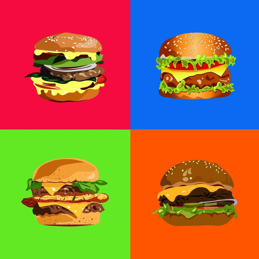 Hamburgers set vector