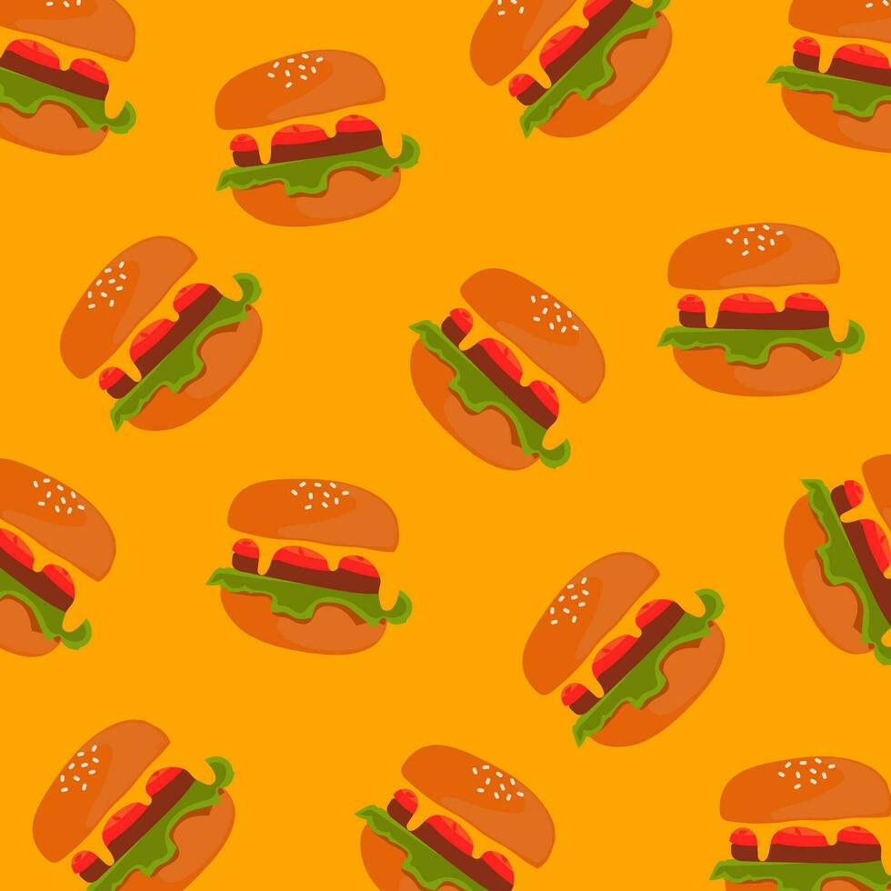 Burgers pattern on yellow vector
