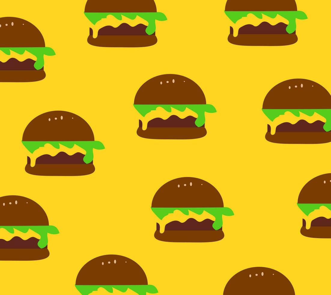 Burgers pattern on yellow background vector