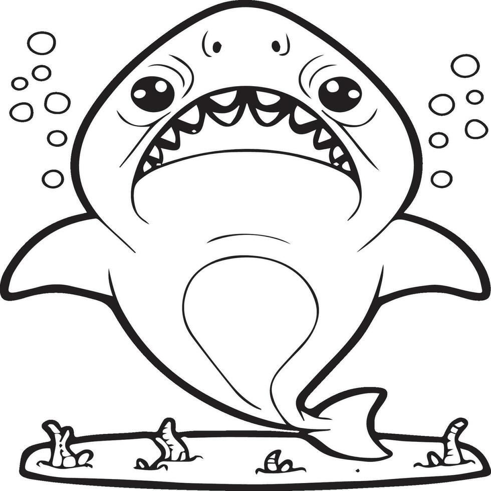 Page of the kids coloring book. Color cartoon shark. shark coloring pages vector