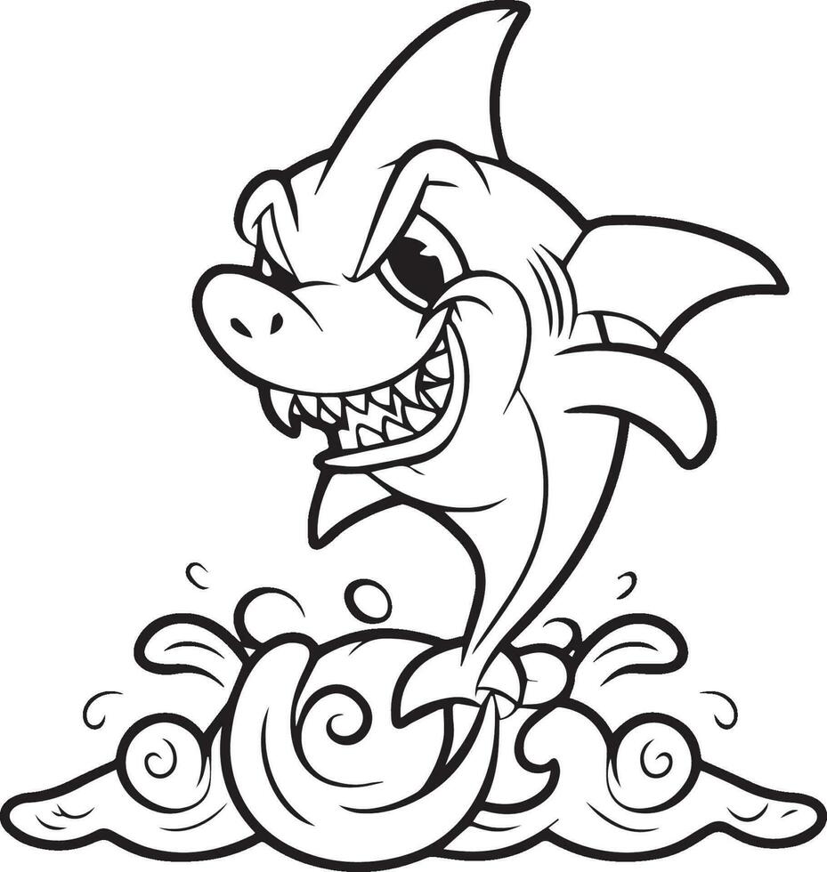 Page of the kids coloring book. Color cartoon shark. shark coloring pages vector