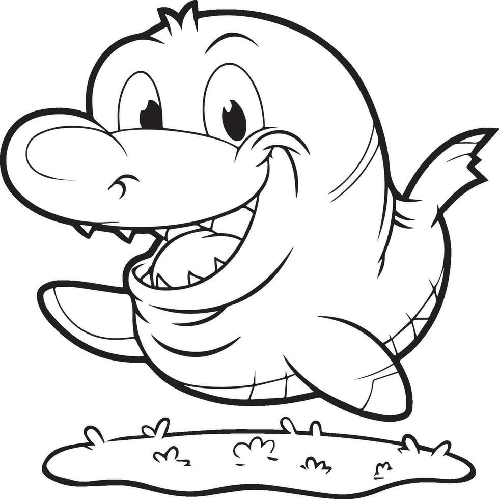 Page of the kids coloring book. Color cartoon shark. shark coloring pages vector