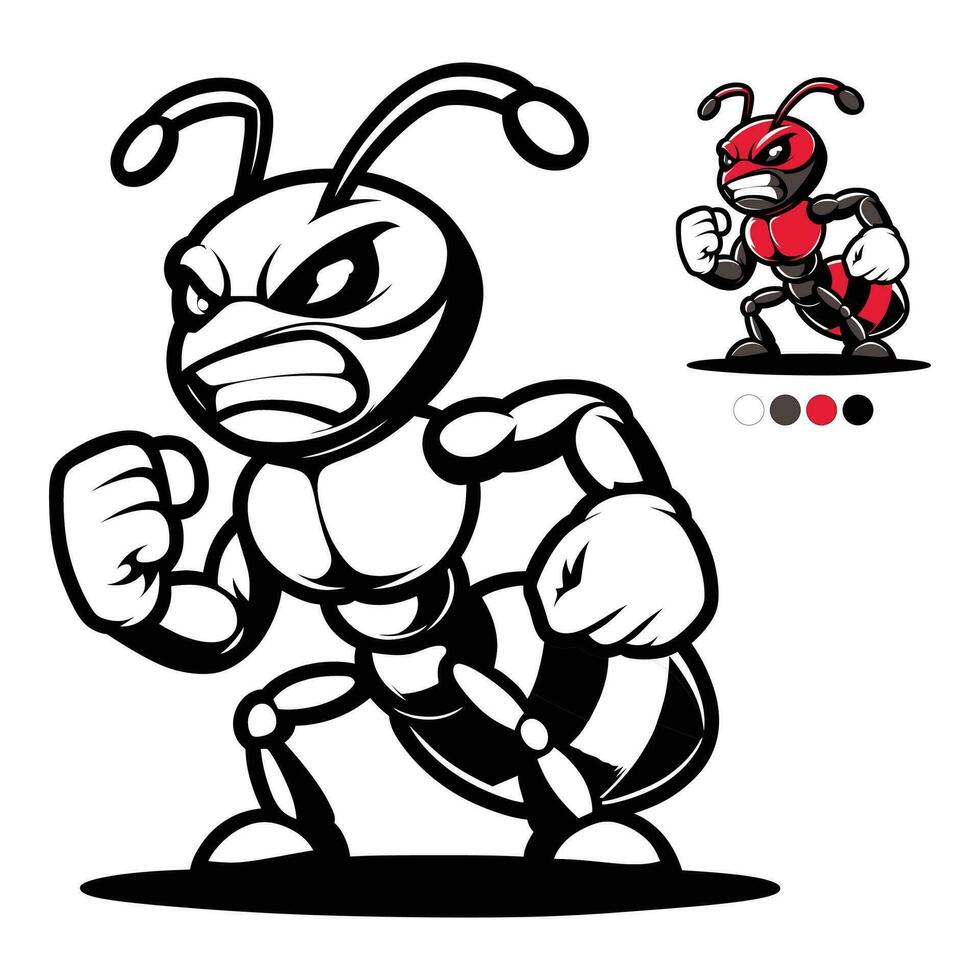 red angry ants coloring page outline vector