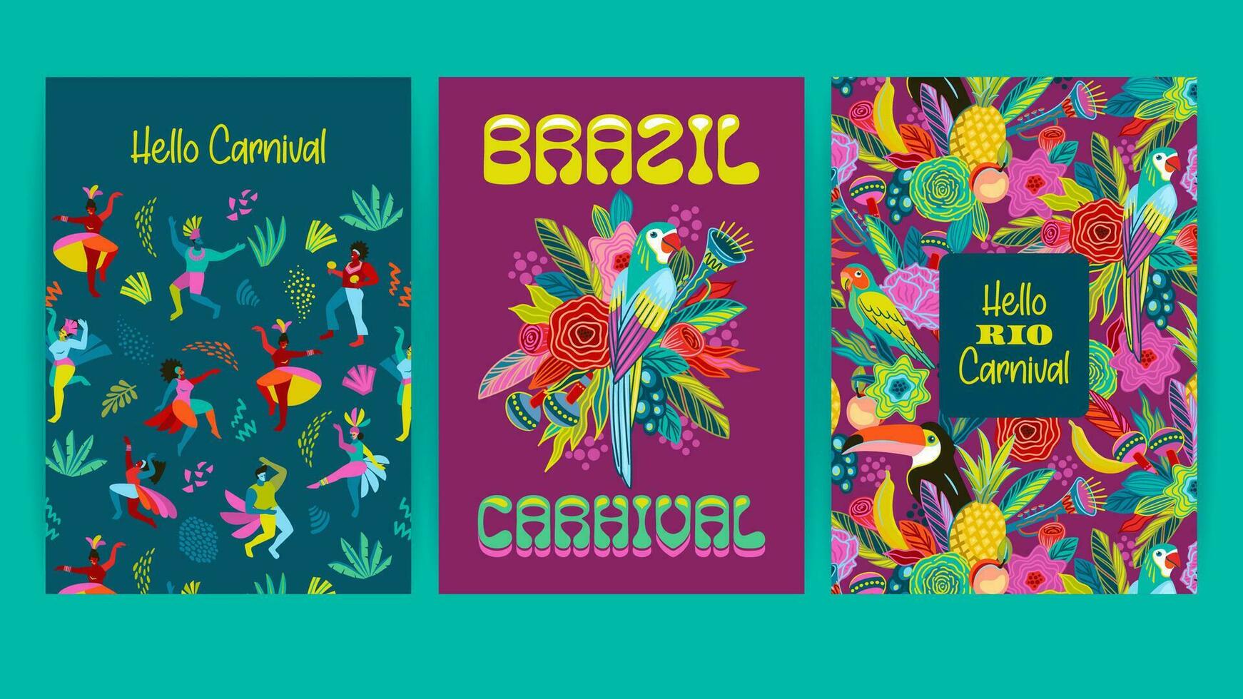 Set of bright abstract templates. Brazil carnival. Vector design for carnival concept and other use