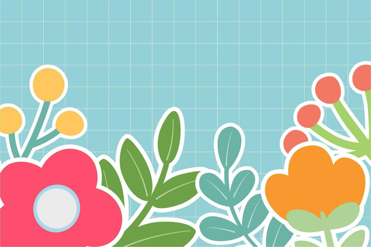 flowers and leaves on a blue background botanical vector