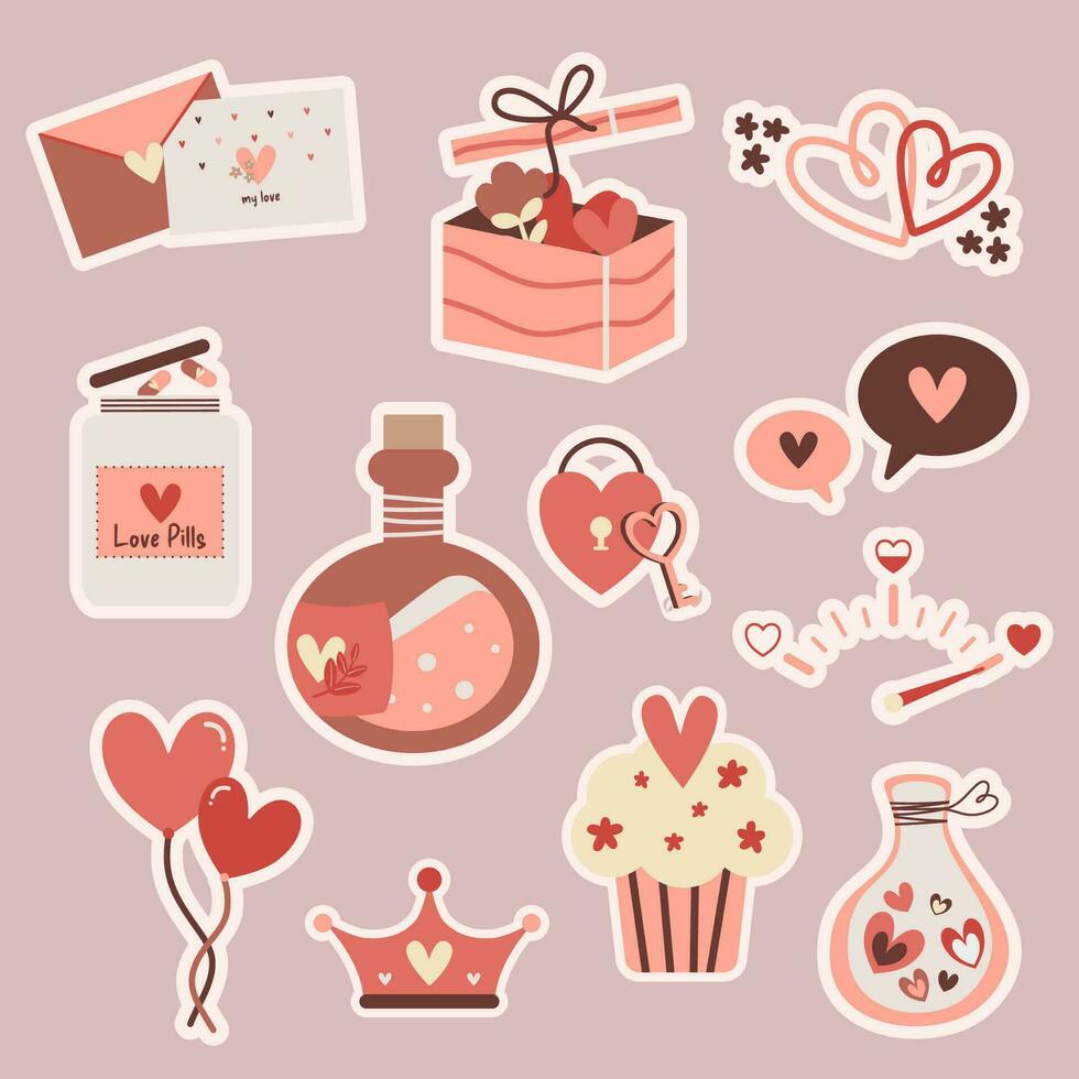 a pink crown with hearts on it valentine love pink heart vector set clip art