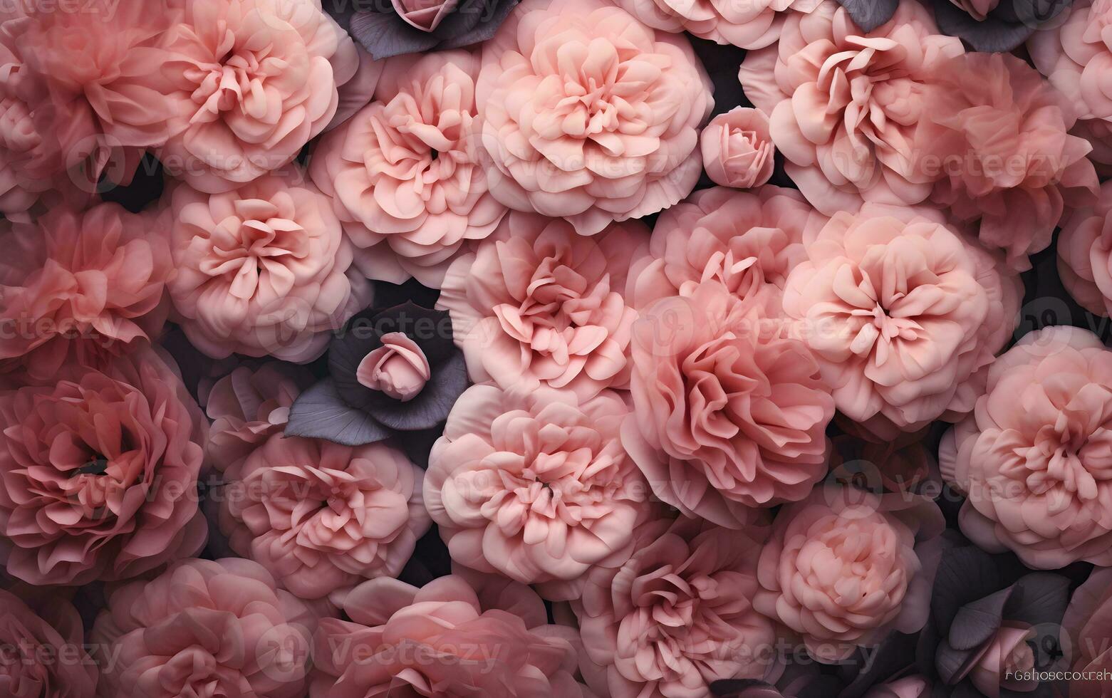 AI generated Peach-colored floral wallpaper. photo