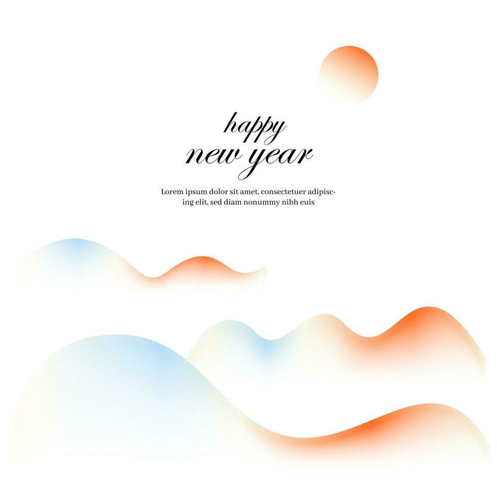 happy new year background with orange and blue waves vector