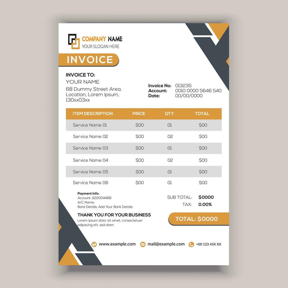 Business corporate creative invoice template. Business invoice for your business, print ready invoice template. vector
