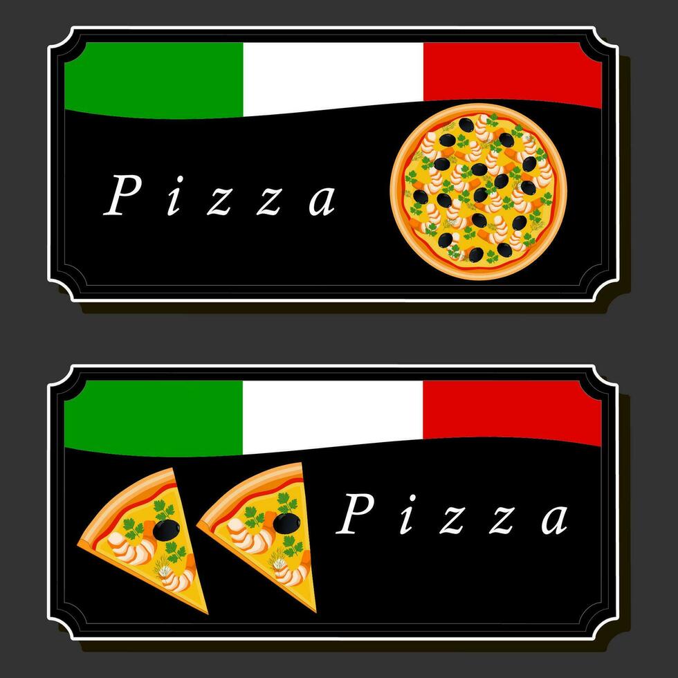 Illustration on theme big hot tasty pizza to pizzeria menu vector