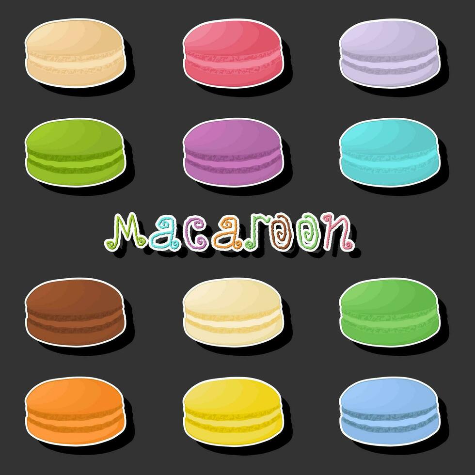 ilustración en tema grande conjunto Fresco vistoso macarons para Mañana desayuno vector