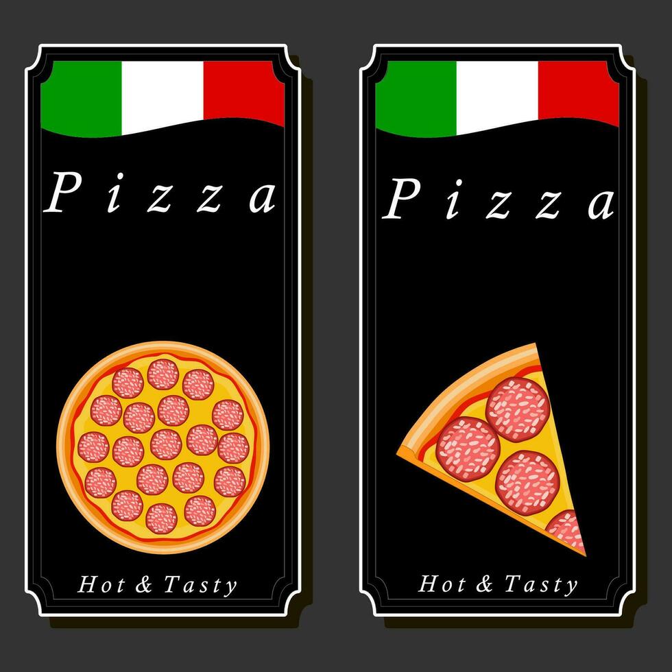 Illustration on theme big hot tasty pizza to pizzeria menu vector