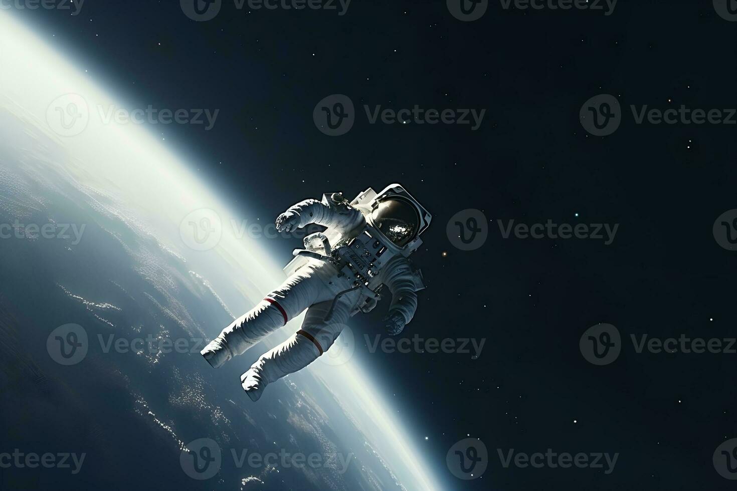 AI generated Cosmonaut on the background of the Earth. photo