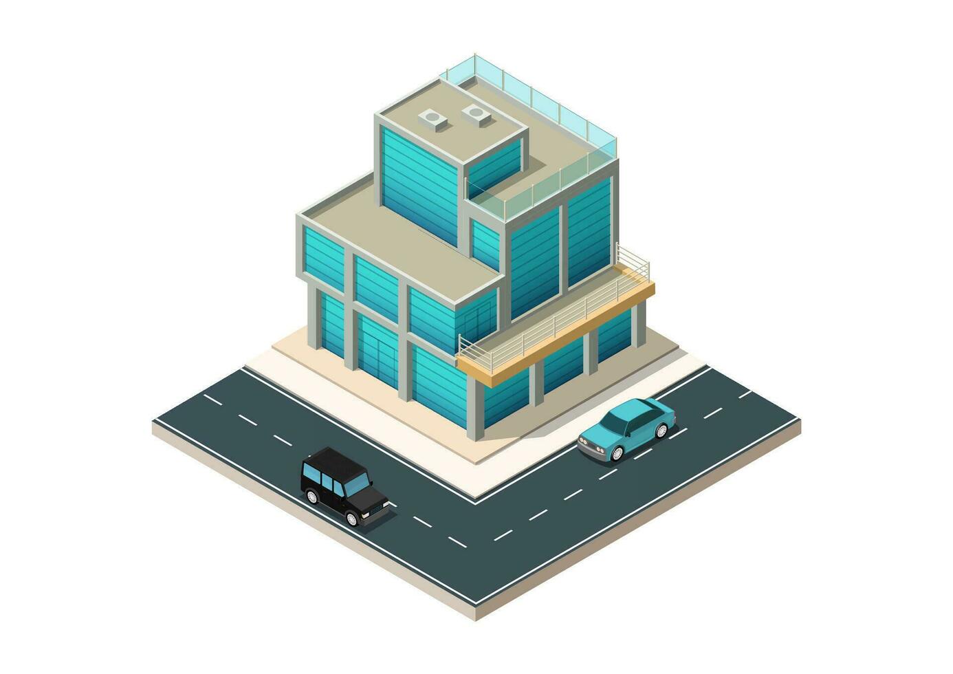 Isometric modern office building vector