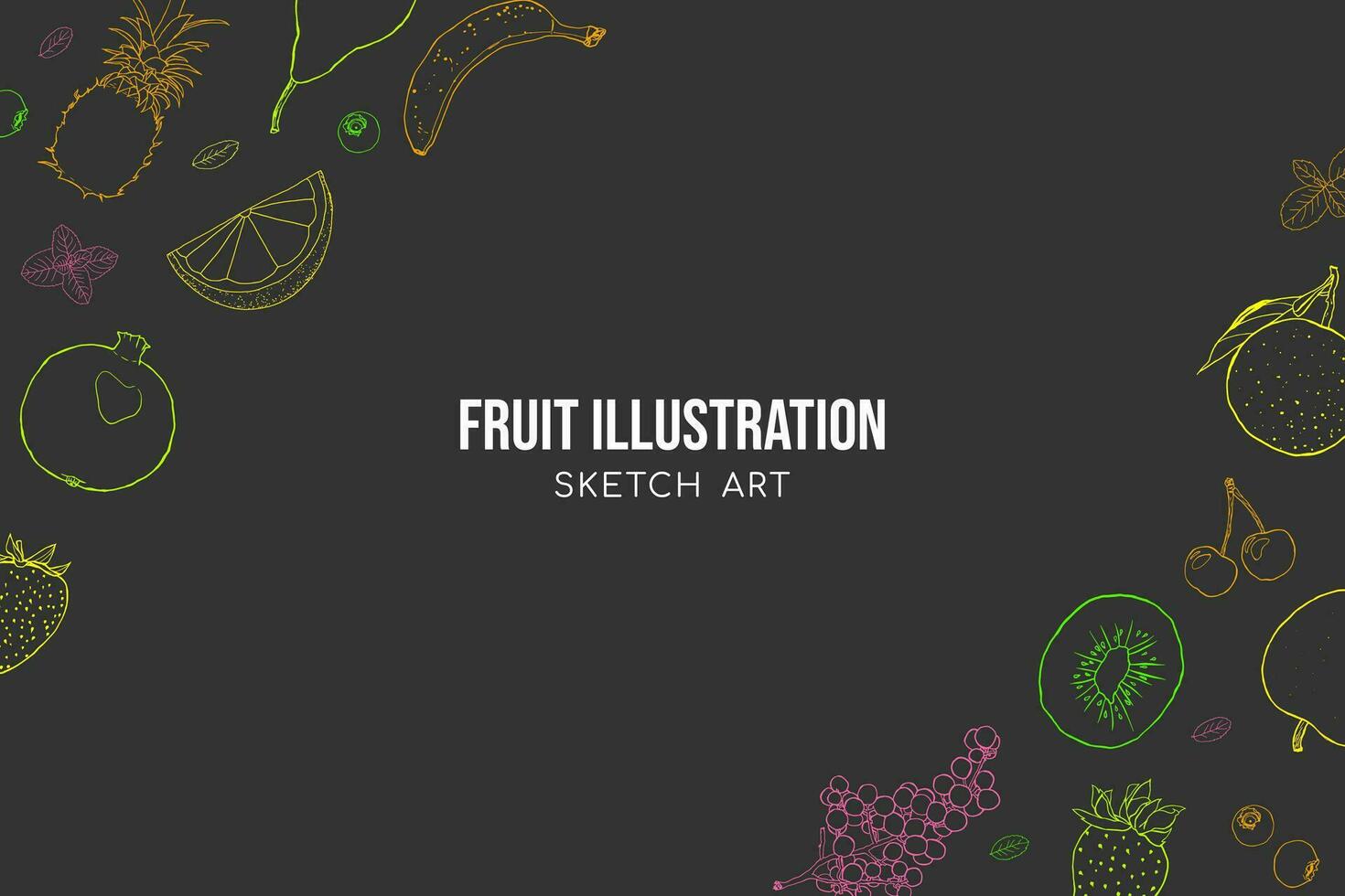 Fruits sketched line art background vector