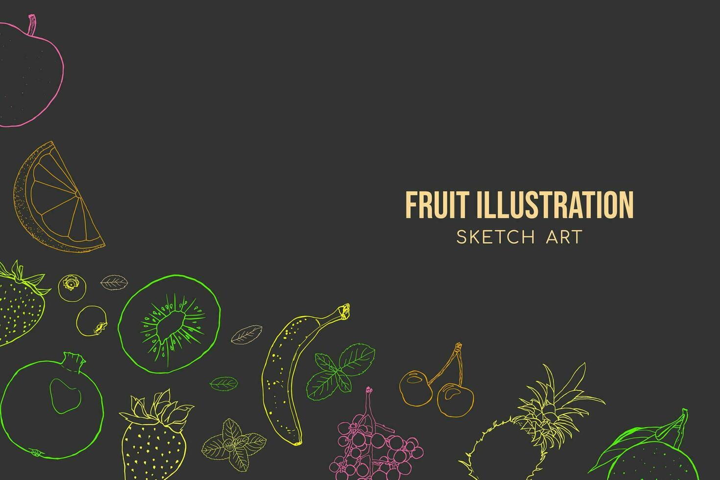 Fruits sketched line art background vector