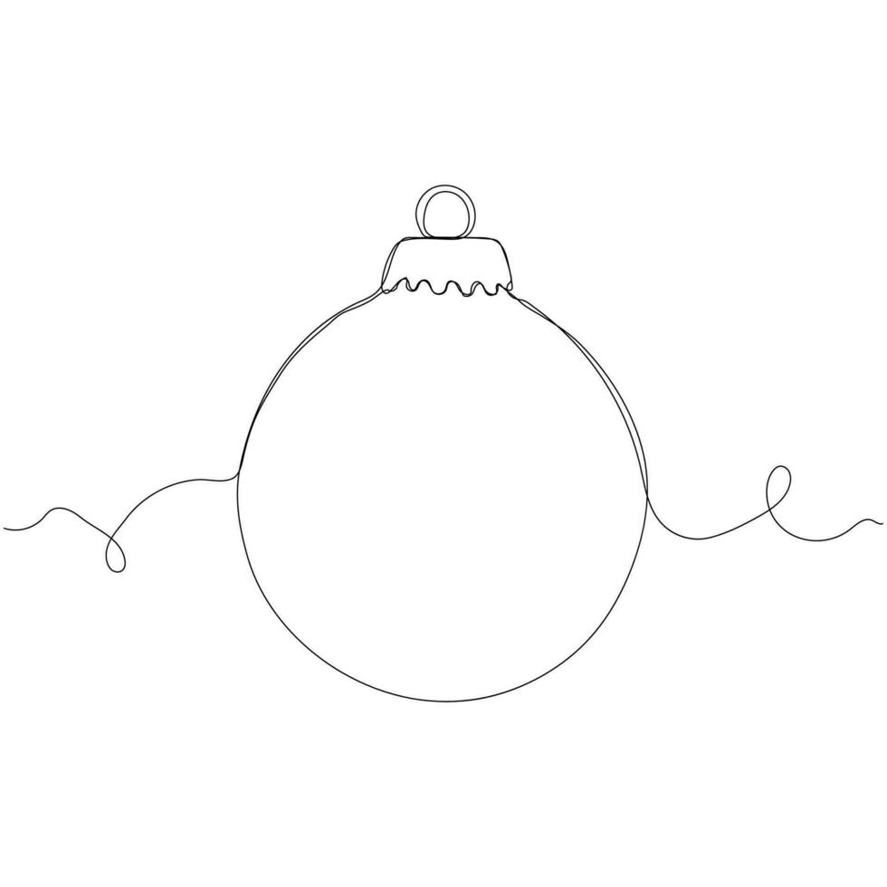 Continuous line drawing of Christmas ball decoration. One line art concept of pine tree decoration for merry Christmas and happy new year greeting card. Vector illustration