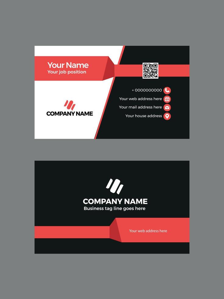 Red and black business card design vector