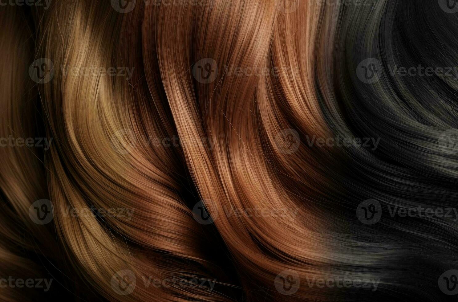 AI generated Texture of beautiful hair with three colors. photo