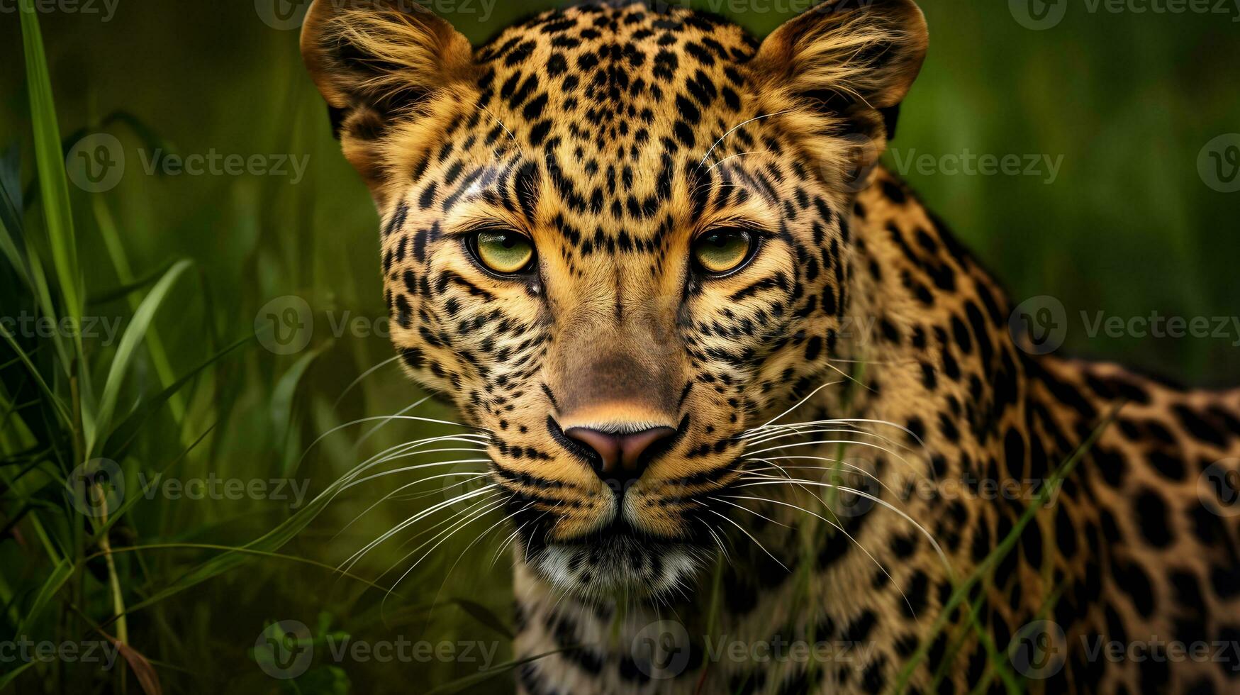 AI generated Close-up portrait of a leopard. photo