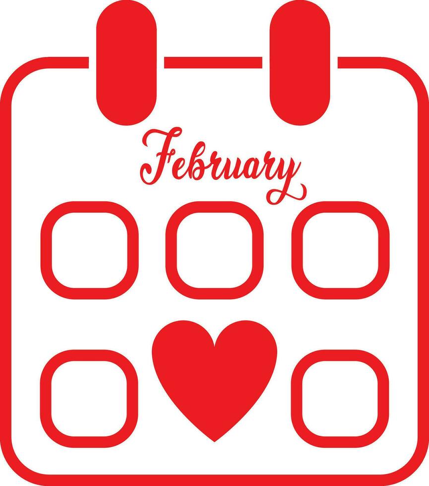 Vector Valentines Day Paper Red Calendar, February 14. Valentine s Day, Couple, Love Concept. Beautiful Valentines Card, Banner, Wall Calendar, Background