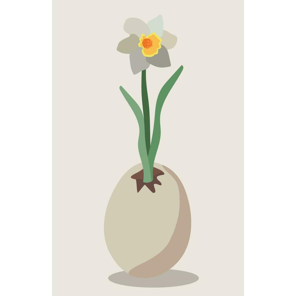 vector ilustración de un narciso creciente en un cáscara de huevo.