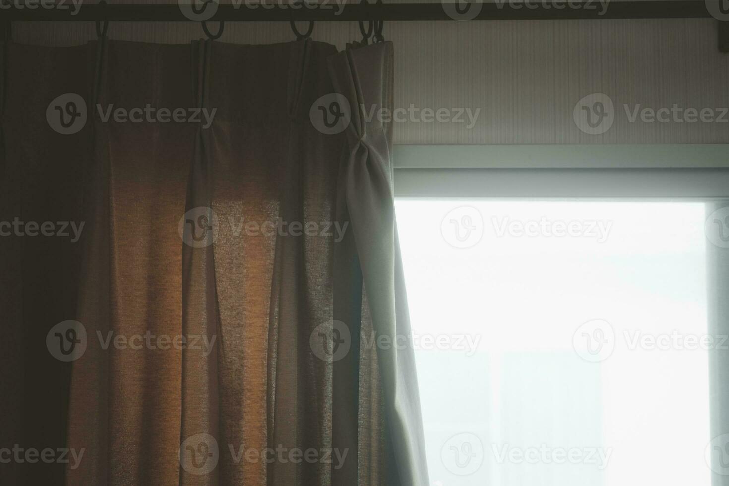 Brown curtains in home photo